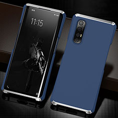 Funda Lujo Marco de Aluminio Carcasa T02 para Oppo Find X2 Neo Azul