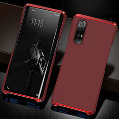 Funda Lujo Marco de Aluminio Carcasa T02 para Oppo Reno3 Pro Rojo