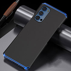 Funda Lujo Marco de Aluminio Carcasa T02 para Oppo Reno4 5G Azul y Negro