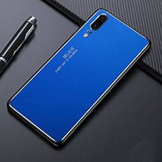 Funda Lujo Marco de Aluminio Carcasa T03 para Huawei P20 Azul
