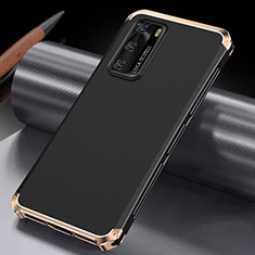 Funda Lujo Marco de Aluminio Carcasa T04 para Huawei P40 Oro y Negro