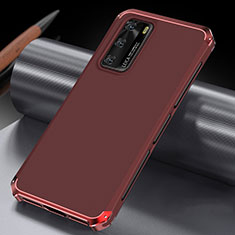 Funda Lujo Marco de Aluminio Carcasa T04 para Huawei P40 Rojo