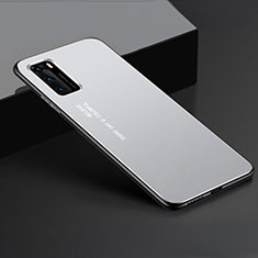 Funda Lujo Marco de Aluminio Carcasa T05 para Huawei P40 Plata