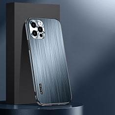 Funda Lujo Marco de Aluminio y Silicona Carcasa Bumper AT1 para Apple iPhone 13 Pro Azul Claro