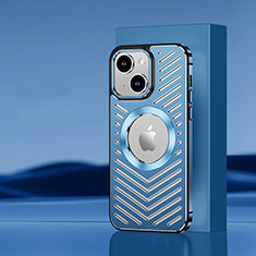 Funda Lujo Marco de Aluminio y Silicona Carcasa Bumper con Mag-Safe Magnetic AC1 para Apple iPhone 13 Azul