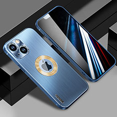 Funda Lujo Marco de Aluminio y Silicona Carcasa Bumper con Mag-Safe Magnetic JL1 para Apple iPhone 14 Azul