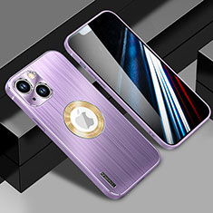 Funda Lujo Marco de Aluminio y Silicona Carcasa Bumper con Mag-Safe Magnetic JL1 para Apple iPhone 14 Plus Morado