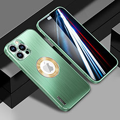 Funda Lujo Marco de Aluminio y Silicona Carcasa Bumper con Mag-Safe Magnetic JL1 para Apple iPhone 14 Pro Verde