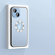 Funda Lujo Marco de Aluminio y Silicona Carcasa Bumper con Mag-Safe Magnetic JL4 para Apple iPhone 13 Azul