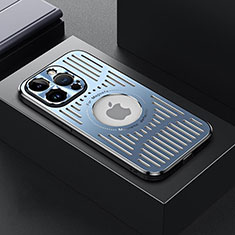Funda Lujo Marco de Aluminio y Silicona Carcasa Bumper con Mag-Safe Magnetic TX1 para Apple iPhone 14 Pro Azul