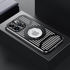 Funda Lujo Marco de Aluminio y Silicona Carcasa Bumper con Mag-Safe Magnetic TX1 para Apple iPhone 14 Pro Max Negro