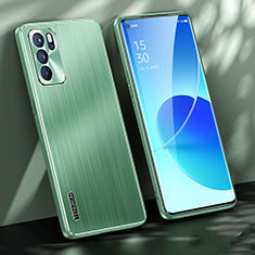 Funda Lujo Marco de Aluminio y Silicona Carcasa Bumper J01 para Oppo Reno6 Pro 5G India Verde