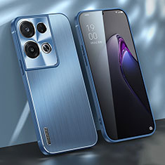 Funda Lujo Marco de Aluminio y Silicona Carcasa Bumper J01 para Oppo Reno8 Pro+ Plus 5G Azul