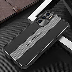 Funda Lujo Marco de Aluminio y Silicona Carcasa Bumper J02 para Oppo Reno6 5G Negro