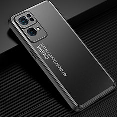 Funda Lujo Marco de Aluminio y Silicona Carcasa Bumper J02 para Oppo Reno7 Pro 5G Negro