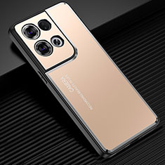 Funda Lujo Marco de Aluminio y Silicona Carcasa Bumper J02 para Oppo Reno8 Pro 5G Oro