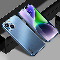 Funda Lujo Marco de Aluminio y Silicona Carcasa Bumper JL1 para Apple iPhone 14 Plus Azul