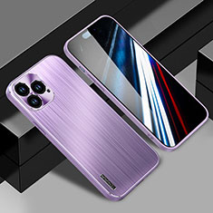 Funda Lujo Marco de Aluminio y Silicona Carcasa Bumper JL1 para Apple iPhone 14 Pro Morado