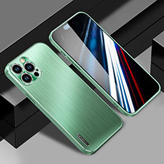 Funda Lujo Marco de Aluminio y Silicona Carcasa Bumper JL1 para Apple iPhone 14 Pro Verde