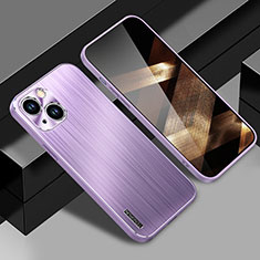 Funda Lujo Marco de Aluminio y Silicona Carcasa Bumper JL1 para Apple iPhone 15 Morado