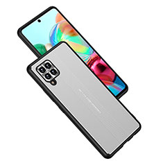 Funda Lujo Marco de Aluminio y Silicona Carcasa Bumper JL1 para Samsung Galaxy A42 5G Plata