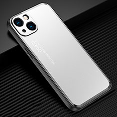 Funda Lujo Marco de Aluminio y Silicona Carcasa Bumper JL2 para Apple iPhone 14 Plus Plata