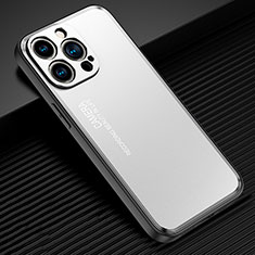 Funda Lujo Marco de Aluminio y Silicona Carcasa Bumper JL2 para Apple iPhone 14 Pro Max Plata