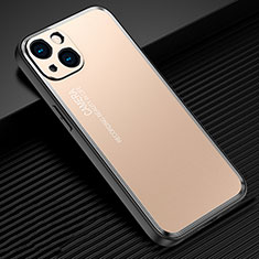 Funda Lujo Marco de Aluminio y Silicona Carcasa Bumper JL2 para Apple iPhone 15 Plus Oro