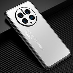 Funda Lujo Marco de Aluminio y Silicona Carcasa Bumper JL2 para Huawei Mate 50 Pro Plata