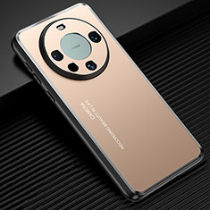 Funda Lujo Marco de Aluminio y Silicona Carcasa Bumper JL2 para Huawei Mate 60 Pro+ Plus Oro