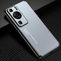 Funda Lujo Marco de Aluminio y Silicona Carcasa Bumper JL2 para Huawei P60 Pro Azul