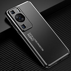 Funda Lujo Marco de Aluminio y Silicona Carcasa Bumper JL2 para Huawei P60 Pro Negro