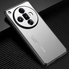 Funda Lujo Marco de Aluminio y Silicona Carcasa Bumper JL2 para Oppo Find X7 Ultra 5G Plata