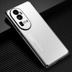 Funda Lujo Marco de Aluminio y Silicona Carcasa Bumper JL2 para Oppo Reno10 Pro+ Plus 5G Plata