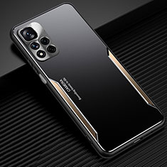 Funda Lujo Marco de Aluminio y Silicona Carcasa Bumper JL2 para Xiaomi Mi 11i 5G (2022) Oro