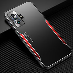 Funda Lujo Marco de Aluminio y Silicona Carcasa Bumper JL2 para Xiaomi Redmi K50 Gaming AMG F1 5G Rojo