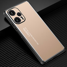 Funda Lujo Marco de Aluminio y Silicona Carcasa Bumper JL2 para Xiaomi Redmi Note 12 Turbo 5G Oro