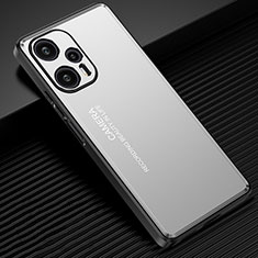 Funda Lujo Marco de Aluminio y Silicona Carcasa Bumper JL2 para Xiaomi Redmi Note 12 Turbo 5G Plata