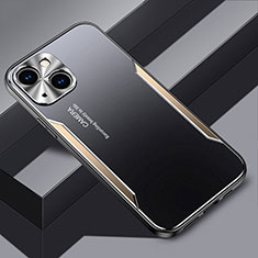 Funda Lujo Marco de Aluminio y Silicona Carcasa Bumper JL3 para Apple iPhone 14 Oro