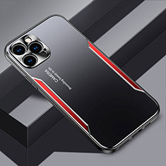 Funda Lujo Marco de Aluminio y Silicona Carcasa Bumper JL3 para Apple iPhone 14 Pro Max Rojo