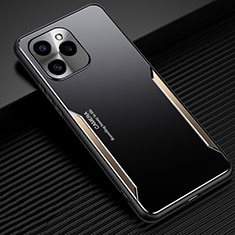 Funda Lujo Marco de Aluminio y Silicona Carcasa Bumper JL3 para Huawei Honor 60 SE 5G Oro