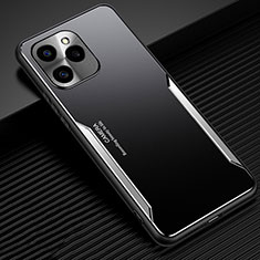 Funda Lujo Marco de Aluminio y Silicona Carcasa Bumper JL3 para Huawei Honor 60 SE 5G Plata