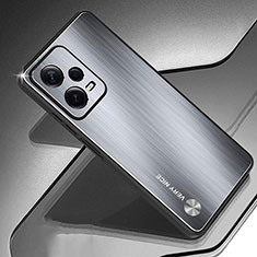 Funda Lujo Marco de Aluminio y Silicona Carcasa Bumper JS1 para Xiaomi Redmi Note 12 Explorer Plata
