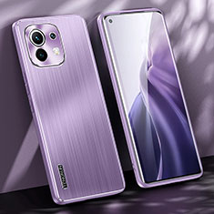 Funda Lujo Marco de Aluminio y Silicona Carcasa Bumper M01 para Xiaomi Mi 11 Lite 5G NE Morado