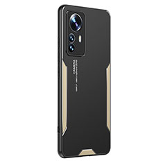 Funda Lujo Marco de Aluminio y Silicona Carcasa Bumper M01 para Xiaomi Mi 12 Pro 5G Oro