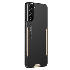 Funda Lujo Marco de Aluminio y Silicona Carcasa Bumper M02 para Samsung Galaxy S22 Plus 5G Oro