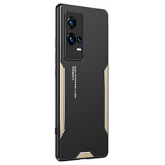 Funda Lujo Marco de Aluminio y Silicona Carcasa Bumper M02 para Vivo iQOO 8 Pro 5G Oro