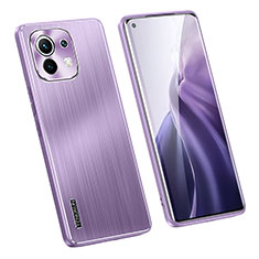 Funda Lujo Marco de Aluminio y Silicona Carcasa Bumper M02 para Xiaomi Mi 11 Lite 5G Morado