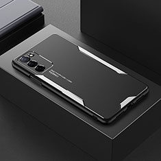 Funda Lujo Marco de Aluminio y Silicona Carcasa Bumper para Oppo A53s 5G Plata