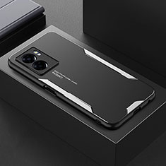 Funda Lujo Marco de Aluminio y Silicona Carcasa Bumper para Oppo A57 4G Plata